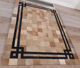 Geometric Black Brown Real Cowhide Rug