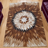 Brown Geometric Real Cowhide Rug