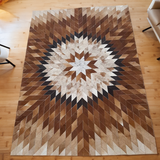 Brown Geometric Real Cowhide Rug