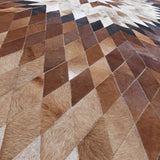 Brown Geometric Real Cowhide Rug