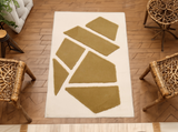 Geometric Plush Faux Leather Area Rug