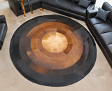 Brown Black Round Cowhide Rug