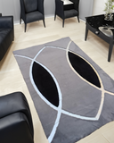 Gray Black Silver Living Room Plush Soft Rug