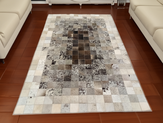 Gray Brown Real Cowhide Living Room Rug