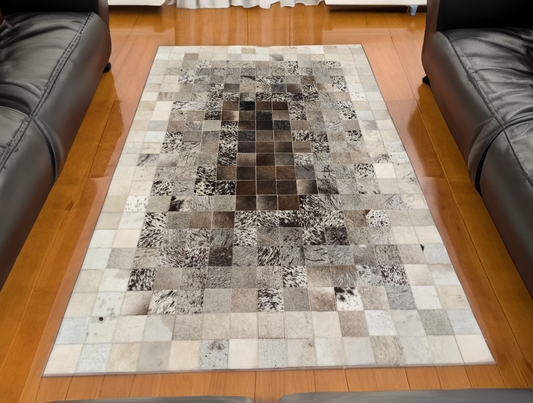 Gray Brown Real Cowhide Living Room Rug