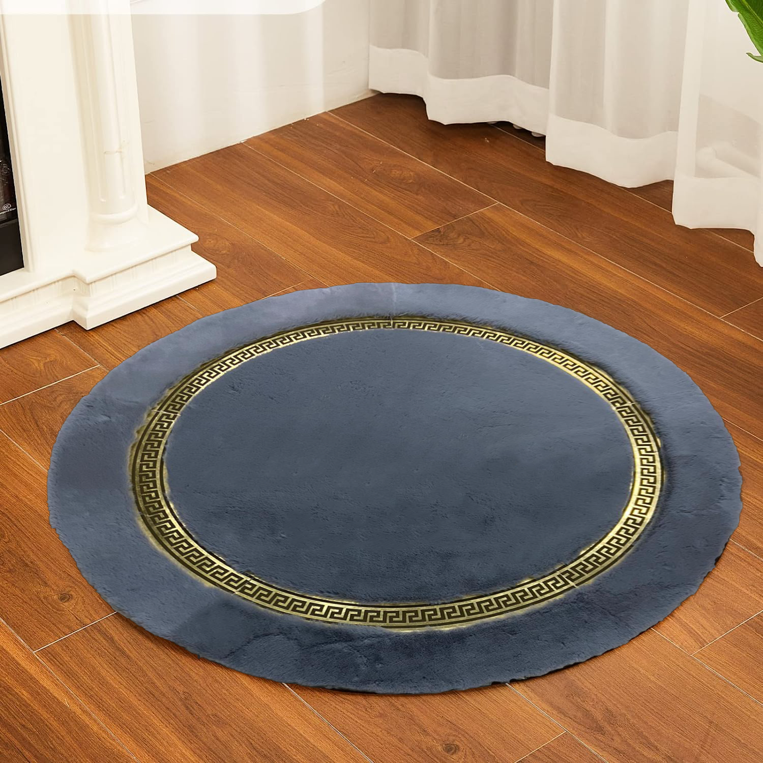 Round Plush Gray Soft Rug