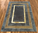 Gray Gold Square Elegant Plush Rug