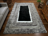 Gray Black Silver Sheepskin Area Rug