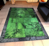 Genuine Green Black Cowhide Rug