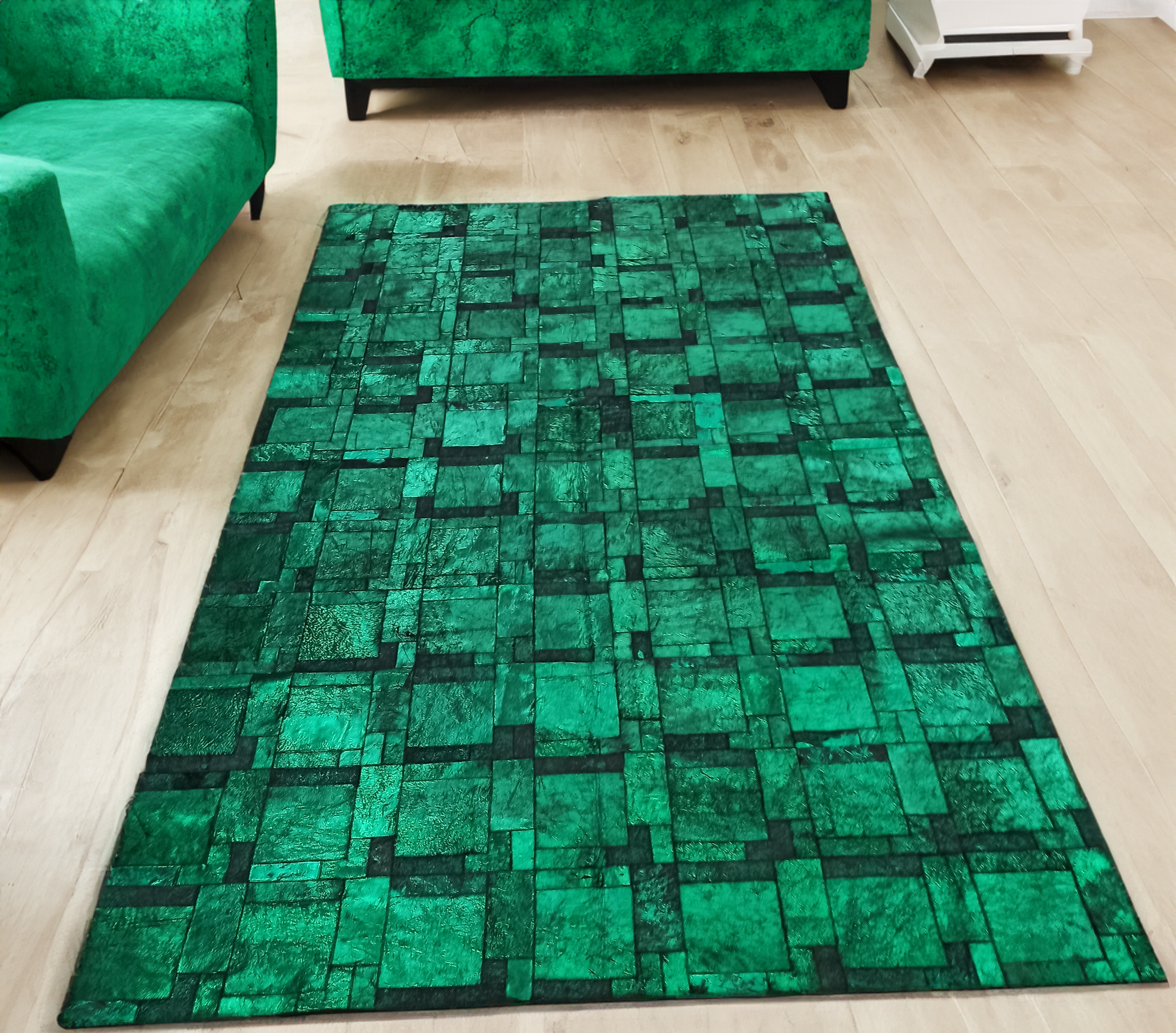 Green Genuine Cowhide Rug