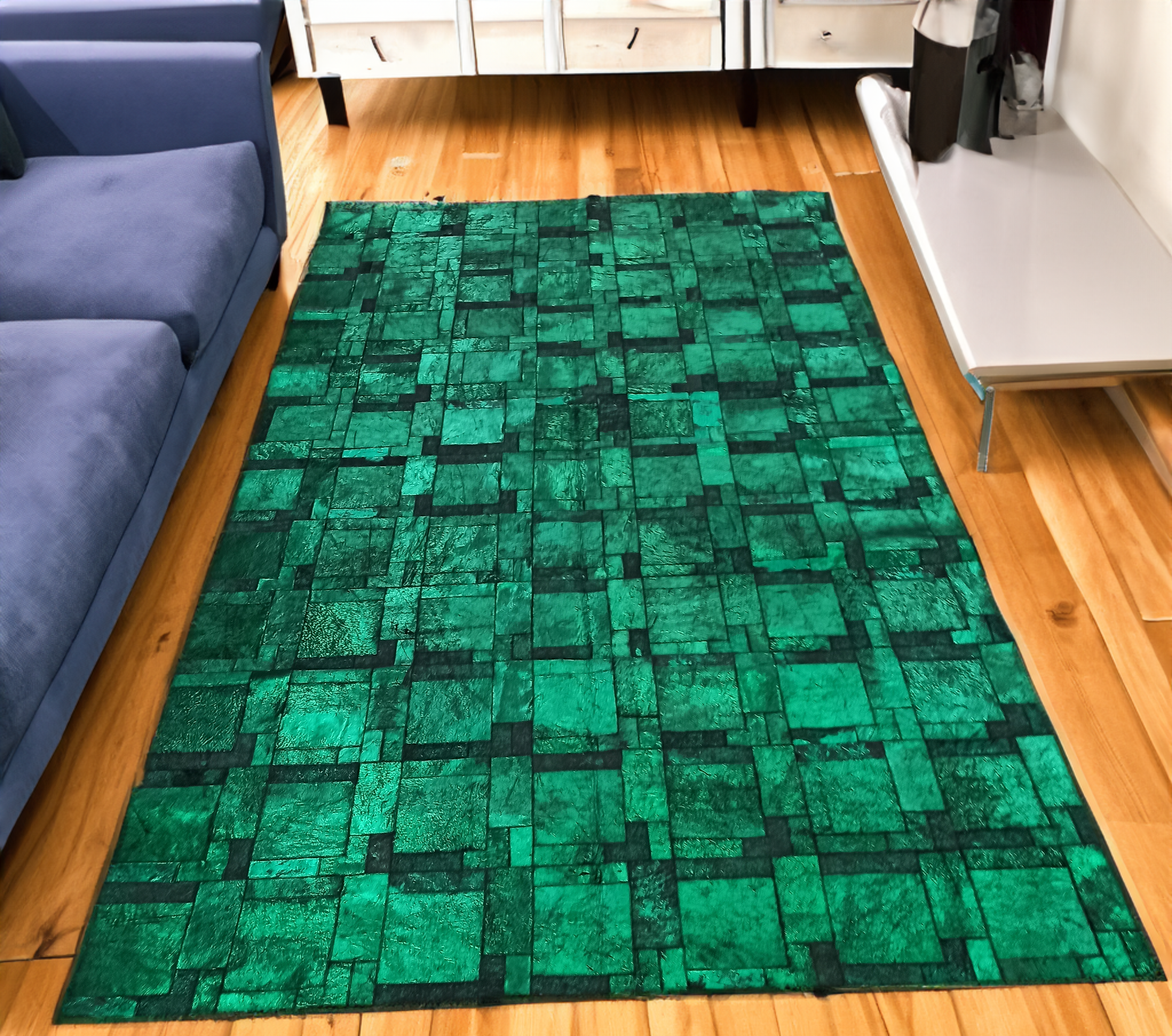 Green Genuine Cowhide Rug