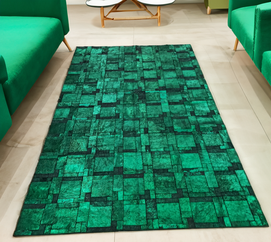 Green Genuine Cowhide Rug