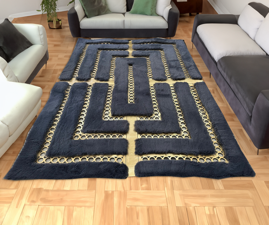 Gray Gold Luxury Area Plush Rug