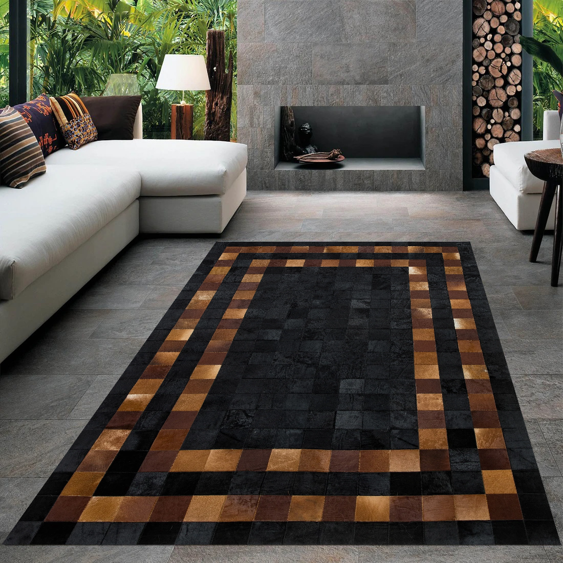 Black-Brown Cowhide Area Rug