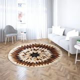 Round Real Cowhide Geometric Rug