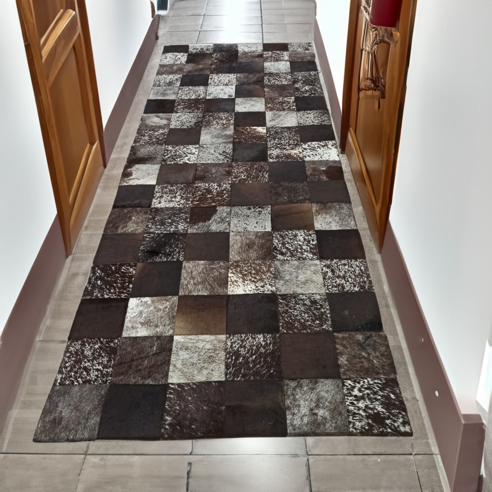 Hallway Runner Brown Real Cowhide Rug