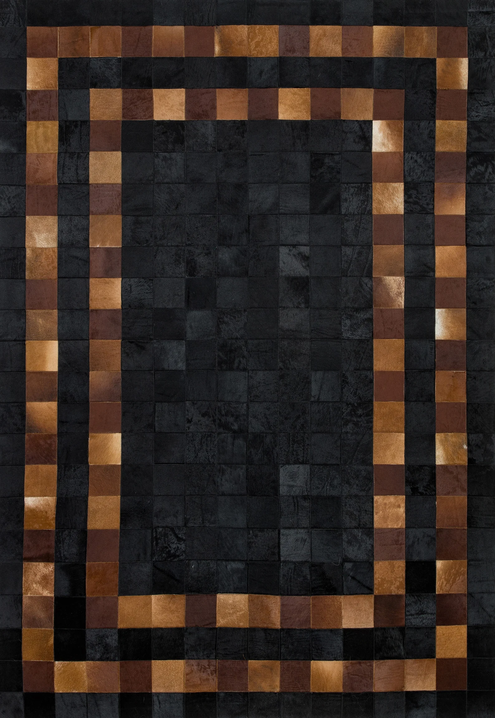 Black-Brown Cowhide Area Rug