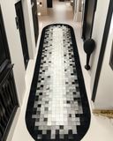 Black White Gray  Cowhide Hallway Rug