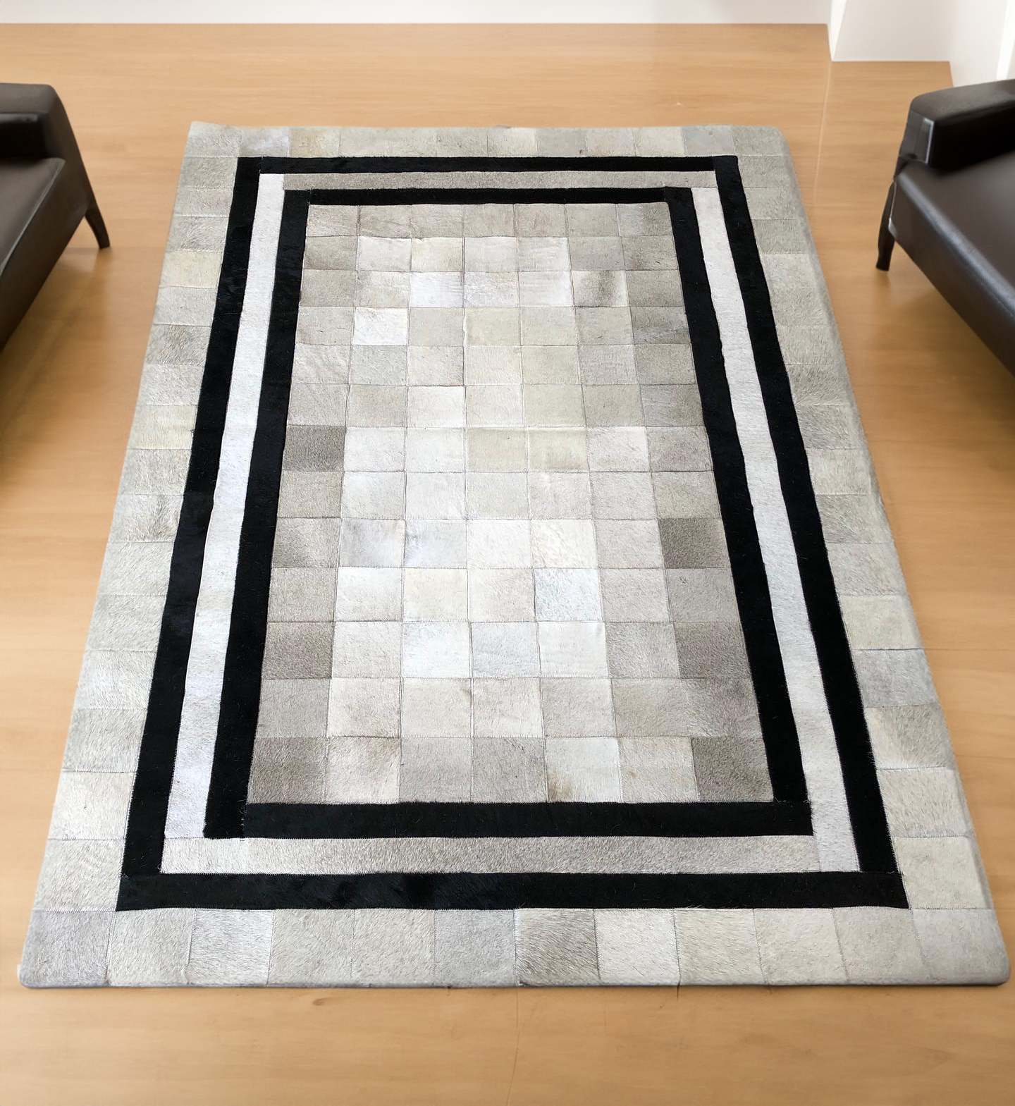 Gray Black Natural Cowhide Rug