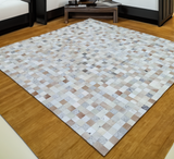 Gray Brown Patchwork Cowhide Area Rug