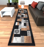 Luxury Decorative Black Silver Hallway Cowhide Rug