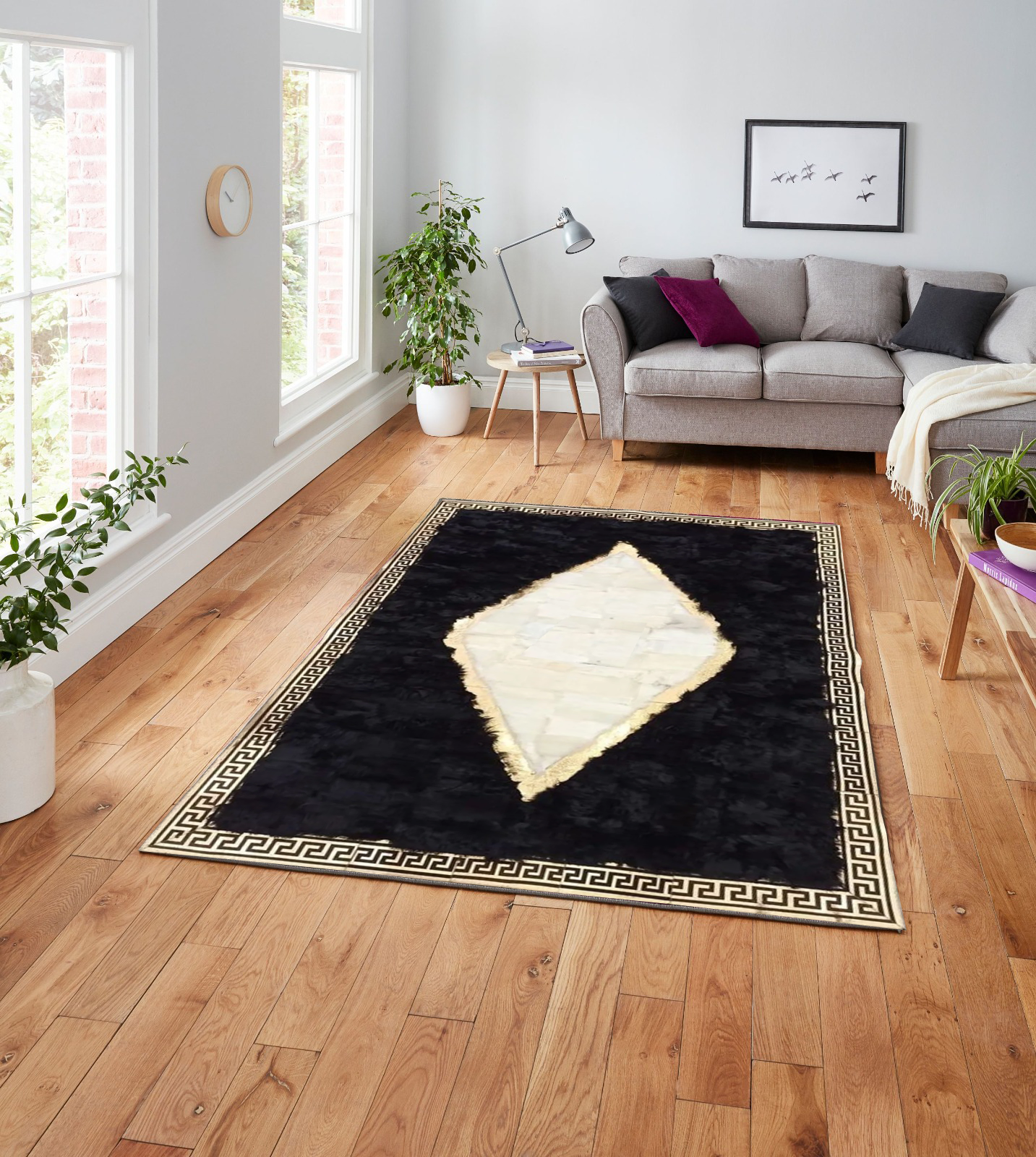 Black Gold Fluffy Sheepskin Rug