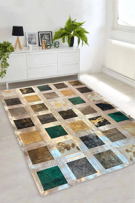 Mulitcolor Real Cowhide Patchwork Rug