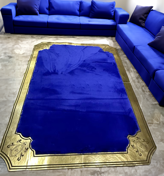 Blue and Gold Plush Rug