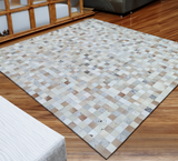 Gray Brown Patchwork Cowhide Area Rug