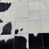 Black-White Cowhide Patchwork Office Rug