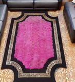 Pink Black Gold Luxury Fox Fur Rug