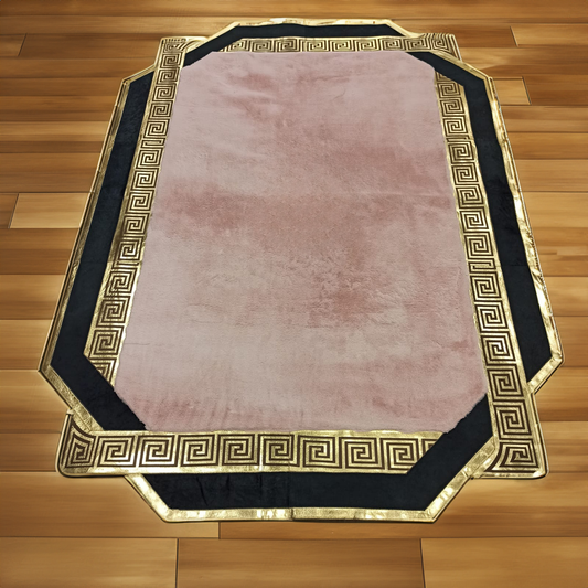 Plush Pink Gold Luxury Rug