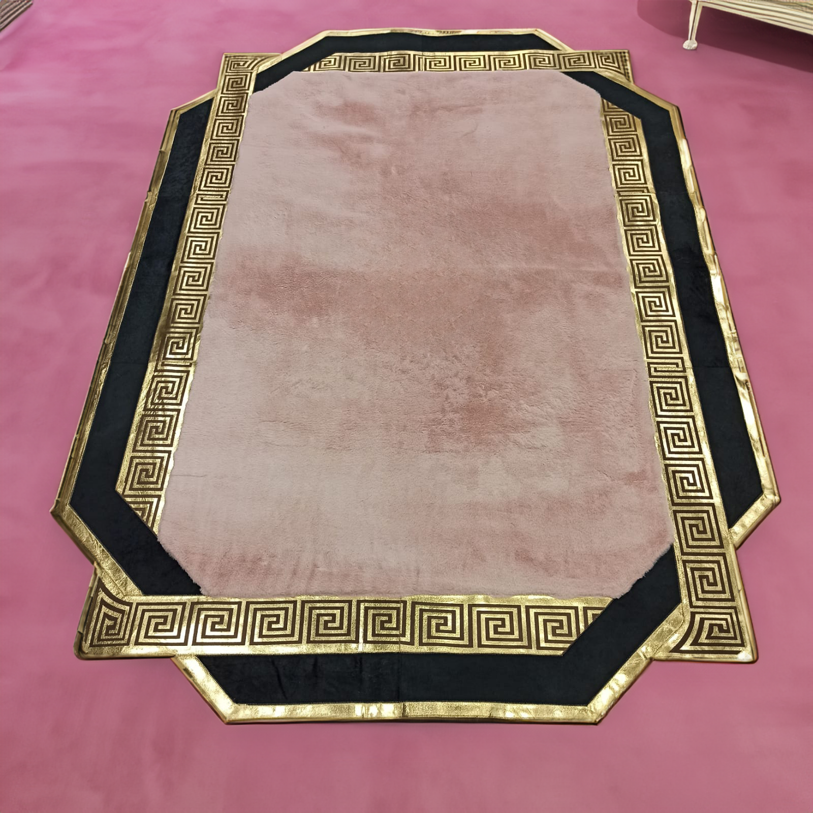 Plush Pink Gold Luxury Rug