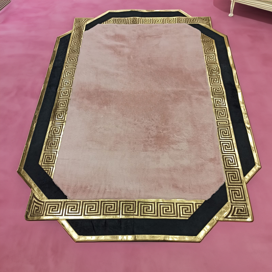 Plush Pink Gold Luxury Rug