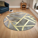 Round Real Cowhide Geometric Rug