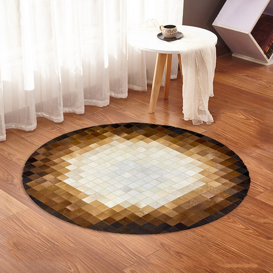 Brown Round Cowhide Circle Rug