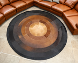 Brown Black Round Cowhide Rug