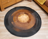 Brown Black Round Cowhide Rug