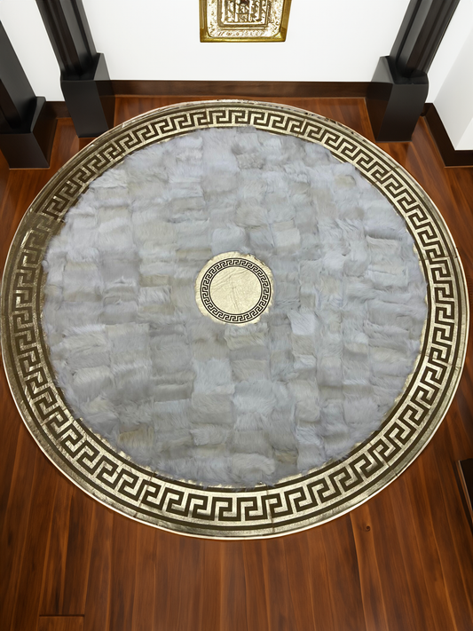 Round Sheepskin Area Floor Rug