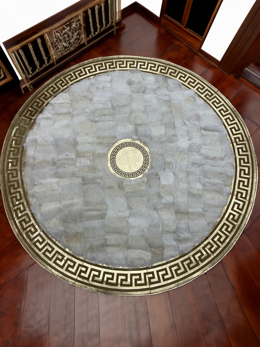 Round Sheepskin Area Floor Rug