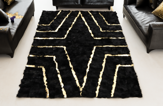 Black Gold Sheepskin Living Room Fur Rug