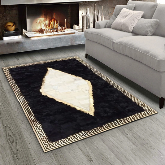 Black Gold Fluffy Sheepskin Rug