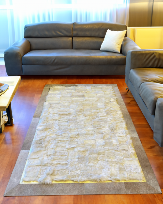 White Gold Living Room Sheepskin Rug