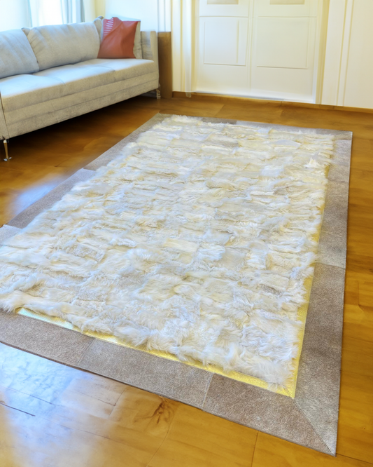 White Gold Living Room Sheepskin Rug