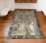 Gold Silver Real Cowhide Leather Rug