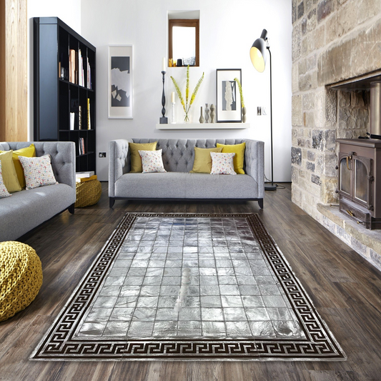 Silver Genuine Cowhide Area Rug