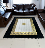 Faux Leather Black - White Gold Area Plush Rug