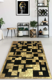 Gold Black Real Cowhide Rug