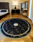 Round Black Gold Pus Rug