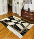 White -Black Gold Living Room Plush Soft Rug